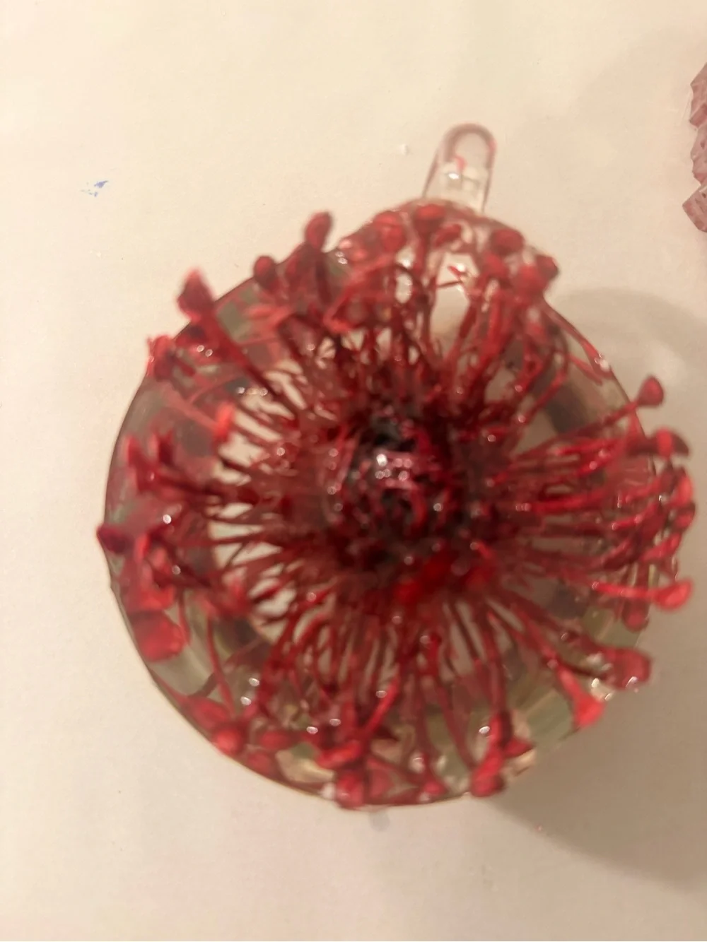 Red Handmade resin  Holiday Ornament - Unbranded